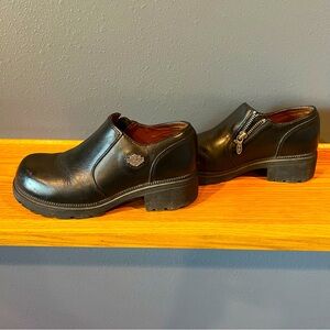 Vintage 90s Harley Davidson chunky leather clog shoes